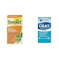 Senokot Extra Strength Natural Vegetable Laxative for Gentle Overnight Relief Occasional Constipation, 36 Count & Colace Clear Stool Softener Soft Gel Capsules Constipation Relief 50mg Docusate Sodium