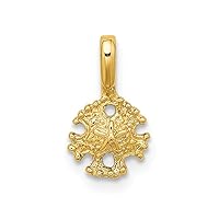 14k Gold Mini Sand Dollar With Fixed Bail Charm Pendant Necklace Measures 12.4x7.2mm Wide 3.55mm Thick Jewelry for Women