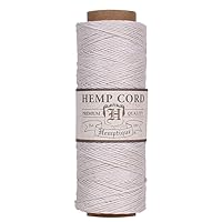 Hemptique 100% Natural Hemp Cord Single Spool - 205ft ~ 62.5m Hemp String Spool - Crafters Number 1 Choice - .5mm Cord Thread for Jewelry Making, Macramé, Scrapbooking, & More - White