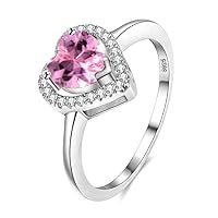 Uloveido Platinum Plated Crystal Love Heart Solitaire Wedding Promise Rings Valentines Gifts for Women Girls Y3130