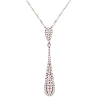 AFFY 1.50 Cttw Round Cut White Natural Diamond Drop Pendant Necklace In 10K Solid Gold
