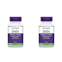 Natrol Mood & Stress DHEA 25mg, Dietary Supplement for Balance of Certain Hormone Level and Mood Support, 90 Capsules, 90 Day Supply (Pack of 2)
