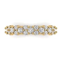0.8 ct Brilliant Round Cut Wedding Bridal Engagement Clear Simulated Diamond Solid 18K Yellow Gold Designer Band