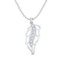 MOONEYE 0.84 Carat Natural Moonstone Gemstone Plant Leaf 925 Sterling Silver Pendant Necklace Dainty Plant Lover Jewelry
