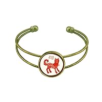 Year Of Dog Animal China Zodiac Red Bracelet Bangle Retro Open Cuff Jewelry