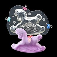 3D Plastic Chocolate Mold with Clips Carousel Horse DIY Crystal Jelly Mould Candy Cake Decoration Desserts Fondant Model Baking Pastry Tool