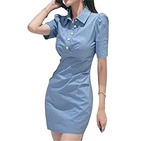 Korean Summer Professional Polo Collar Shirts Dresses