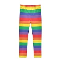 Rainbow Striped Girls Leggings Stretch Yoga Pants Leggings Athletic Leggings for Girls Kids Toddler 4-10 Years