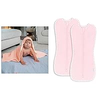 Comfy Cubs 2 Pack Baby Hooded 9 Layer Muslin Cotton Towel and Swaddle Blanket Baby Girl Boy Easy Zipper Wrap 2 Pack Bundled