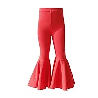 IMEKIS Kids Baby Girls Ruffle Bell Bottoms Cotton Toddler Flare Pants Solid Casual Stretchy High Waist Long Leggings Trousers