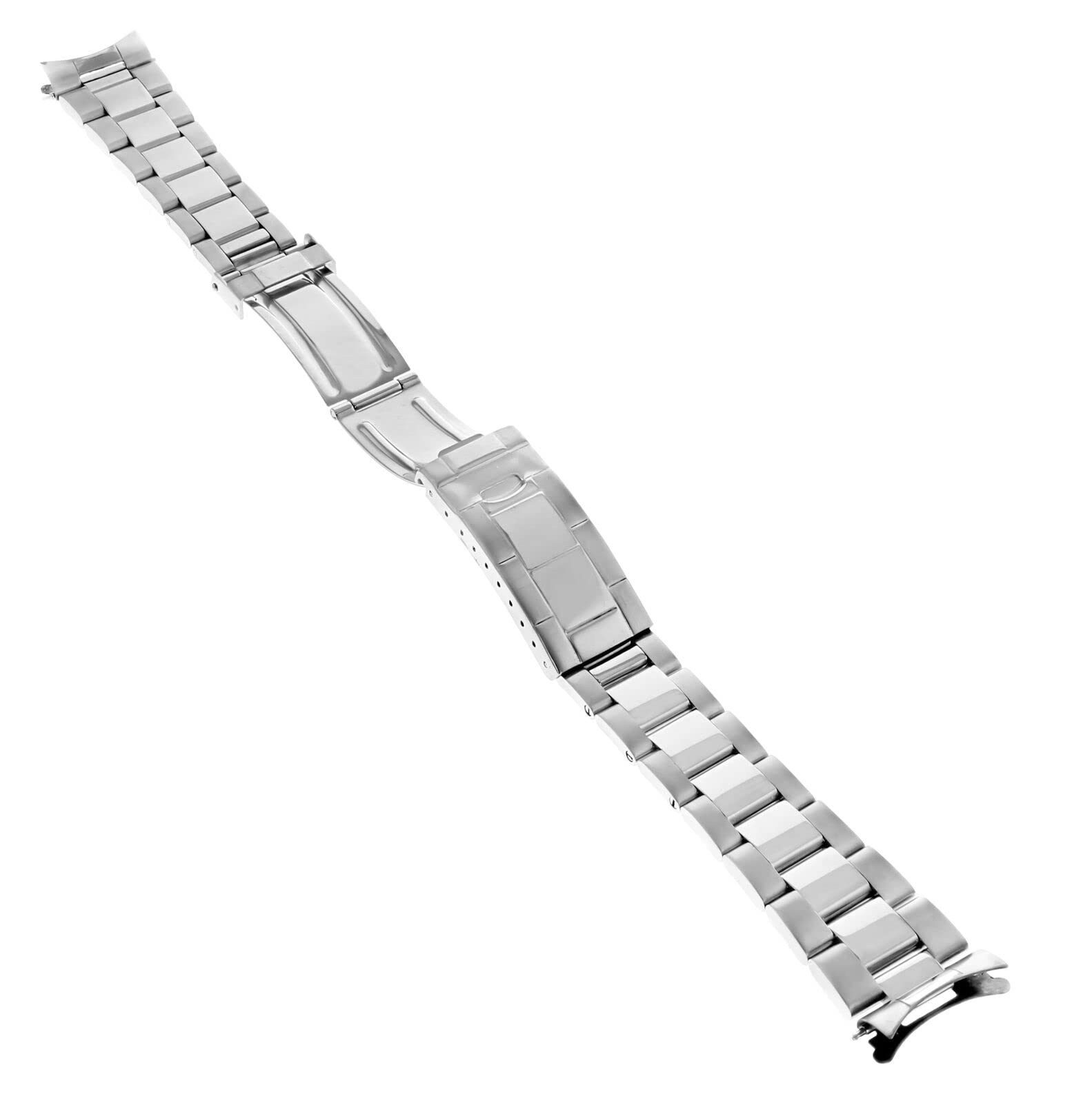 Ewatchparts 20MM OYSTER WATCH BAND BRACELET COMPATIBLE WITH ROLEX SUBMARINER SHINY CENTER FLIP LOCK TQ Silver