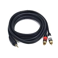 Monoprice 6ft Premium 3.5mm Stereo Male to 2RCA Male 22AWG Cable (Gold Plated) - Black