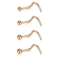 D.Bella 18G 20G Nose Studs Stainless Steel Screw Nose Rings Studs Nostrial Piercing Jewelry for Women Men 1.5MM 2MM 2.5MM 3MM
