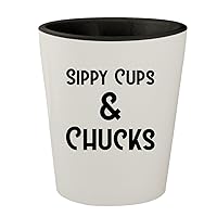 Sippy Cups & Chucks - White Outer & Black Inner Ceramic 1.5oz Shot Glass