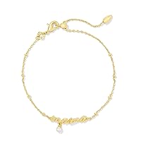 Kendra Scott Mama Script Delicate Chain Bracelet in White Pearl, Fashion Jewelry for Women