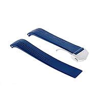 Ewatchparts 20MM RUBBER BAND STRAP DEPLOYMENT BUCKLE COMPATIBLE WITH TAG HEUER CARRERA CALIBRE BLUE