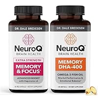NeuroQ Memory & Focus Extra Strength with DHA-400 - Boosts Cognitive Performance - Supports Neuroprotection & Concentration - Huperzine A, Gotu Kola, Ginkgo, Coffee Fruit & Propolis - 60 Capsules
