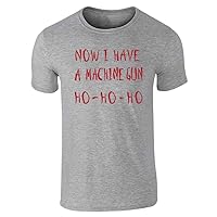 Pop Threads Now I Have a Machine Gun HO-HO-HO Christmas Xmas Graphic Tee T-Shirt for Men