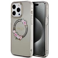 Guess GUHMP15XHFWFCK Case for iPhone 15 Pro Max 6.7 Inch Black Hard Case IML Flowers Wreatch