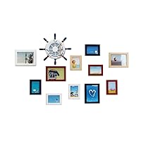 Photo Wall Solid Wood Photo Wall Decoration Photo Frame Hanging Wall Boy Child Room Bedroom Restaurant Photo Frame Combination (Color : D)