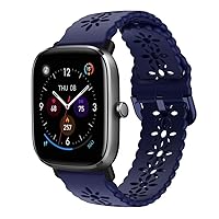 iPartsonline Lace Silicone Band for Amazfit GTS 4 mini/GTS 2 mini/Bip u pro/Bip 3/GTS 2 Breathable Floral Hollow Out 20mm Sport Watch Replacement Strap