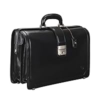 Maxwell Scott - Personalized Mens Luxury Leather Executive Lawyer Briefcase - 2 Section Top Handle - The Basilio