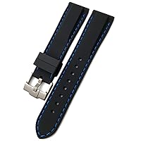 for Rolex Watchband 19mm 21mm 20mm 22mm 23mm 24mm for Rolex Soft Waterproof Silicone Watch Strap (Color : Black Blue, Size : 24mm)