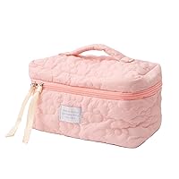 Large Capacity Soft Makeup Bag, Soft Travel Cosmetic Bag Makeup Pouch Bag for teens, Women and Girls (Pink)