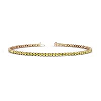 Yellow Diamond 2mm 3-Prong Tennis Bracelet 1.80 ctw 14K Rose Gold