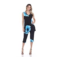 Jostar Women's 2 Piece Set – Stretchy Sleeveless Tank Top and Capri Pants with Side Slit Casual Outfit