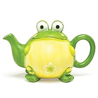 Adorable Toby the Toad/Frog Teapot For Kitchen Decor, Green, 32 oz