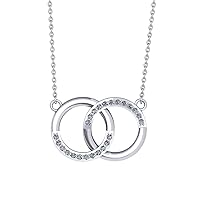 IGI Certified Diamond Pendant 0.24 Carat Circle Diamond Pendant Necklace 925 Sterling Silver Round-Shape (H-I Color, VS-SI Clarity) Diamond Pendant Necklace for Women