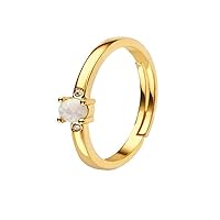 Round Opal Ring for Women S925 Sterling Silver Solid 10k/14k/18k Gold Anniversary Promise Opal Jewelry Gemstone Engagement Ring for Girl