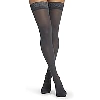 Sigvaris Women’s Style Medium Sheer 750 Closed Toe Thigh-Highs w/Grip Top 20-30mmHg - Nightshade - Medium Long