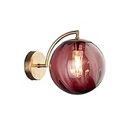 Post-Modern Living Room Glass Wall Lamp Minimalist Nordic Creative Bedside Stairs Study Background Wall Lamp Indoor Lighting Iron Wall Lamp with Light Exterior Light Fixture (Color : Purple)