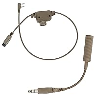 U94 PTT Push to Talk 2 Pin K-Plug & u174 Conversion Cable Compatible with Tactical Headset with 7.00mm Plug