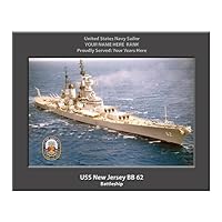 USS New Jersey BB-62 Personalized United States Navy Ship Color