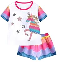 VIKITA girls summer clothes toddler tshirts & shorts clothing sets cute birthday gifts for little kids