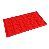 888 Display USA - 3 Pcs Red 24 Slot Coin Jewelry Showcase Display Tray Flocked Inserts