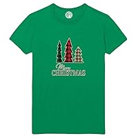 Plaid Christmas Trees Holiday Printed T-Shirt