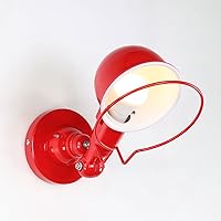 Wall Lamp，Vintage Bedside Wall Sconce Adjustable Wall Light, Retro 360° Rotating Bedroom Bedside Lamps Reading Lights for Bed Living Room Study Hallway E14 Wall Lighting Fixture/Red
