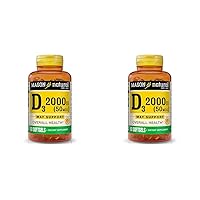 MASON NATURAL Vitamin D3 50 mcg (2000 IU) - Supports Overall Health, Strengthens Bones and Muscles, from Fish Liver Oil, 60 Softgels (Pack of 2)