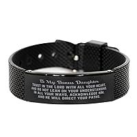 Bible Verse Daughter Gift, Proverbs 3:5-6, Trust in the Lord with all your heart. Christian Black Shark Mesh Bracelet for Daughter. Christmas Encouragement Gift