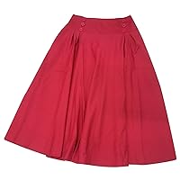 Women's Vintage A-Line Swing Skirt Elastic High Waist Midi Skirts Solid Casual Button Skirts for Womens Dressy Skirt