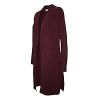 Women's Solid Basic Long Line Open Front Pockets Knit Sweater Cardigan