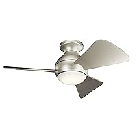 Licht-Erlebnisse Ceiling Fan with Lighting LED Dimmable Wood Diameter 86 cm 3 Blades Summer Winter Operation Fan Living Room Bedroom
