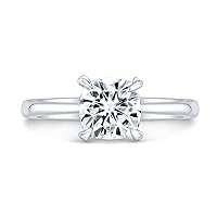 Siyaa Gems 2 CT Cushion Cut Colorless Moissanite Engagement Rings Wedding Birdal Ring Diamond Ring Anniversary Solitaire Halo Accented Promise Vintage Antique Gold Silver Ring Gift