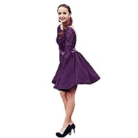 Long Sleeves Short Prom Dresses for Juniors Lace Party Cocktail Gown for Women