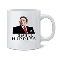 Poster Foundry I Smell Hippies Ronald Reagan Funny Conservative Ceramic Coffee Mug Tea Cup Fun Novelty Gift 12 oz