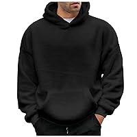 Men's Funny Christmas Sweater Winter Hooded Double-Sided Velvet Loose Pullover Solid Color Sweater Hoodies, M-3XL